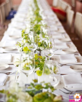 Украшение свадебных столов зелеными цветами и травами - Доставка цветов в Екатеринбурге