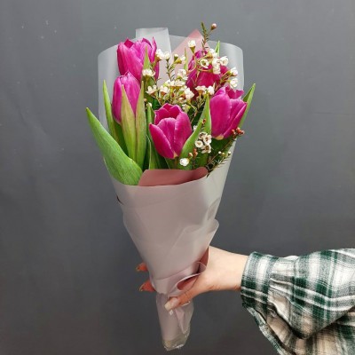 Малыш из розовых тюльпанов - Доставка цветов в Екатеринбурге